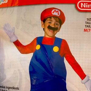 Adorable Kids Super Mario w/Pants, inflatable belly, hat, gloves, & mustache.